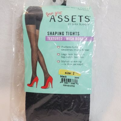 Spanx Assets Black Shaping Tights Textured Wishbone #2049 - Size 2